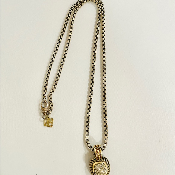 David Yurman Sterling & 14k Gold Diamond Albion Dome 18’’Necklace Pendant - Picture 2 of 6